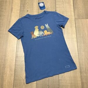 Life is Good Shirt Top Womens Size XS Blue Difursified Portfolio Dog Pet Tee NEW